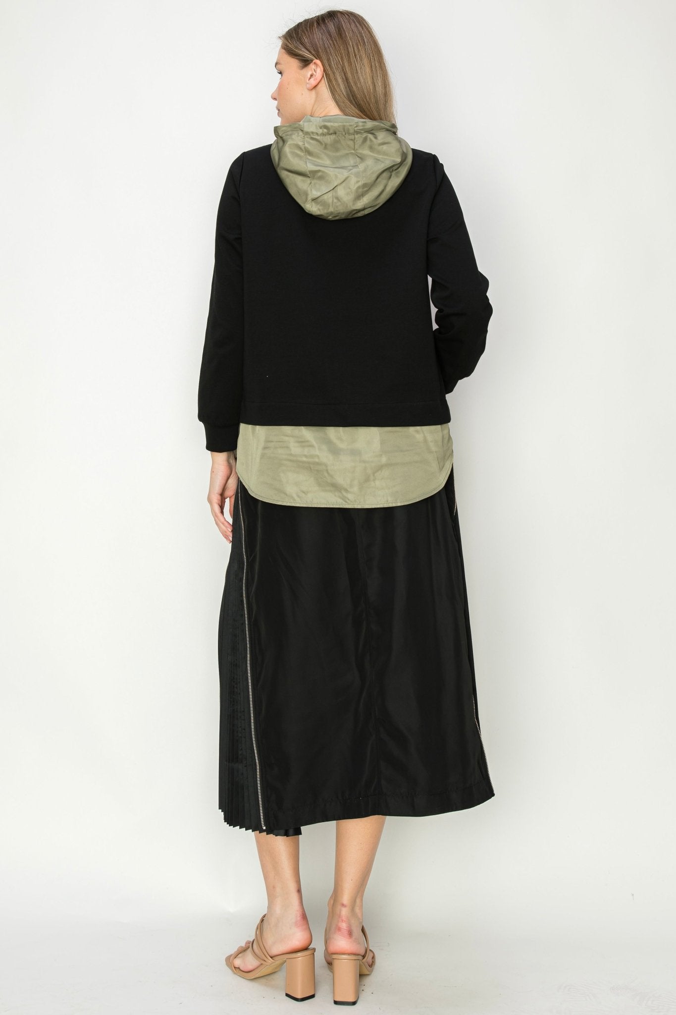 Jelani Skirt with Pleated Zipper Sides - JOH APPAREL - Banebrook Collections