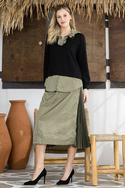 Jelani Skirt with Pleated Zipper Sides - JOH APPAREL - Banebrook Collections