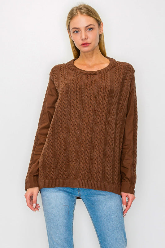 Jolie Knitted Sweater with Cotton Poplin Mix - JOH APPAREL - Banebrook Collections