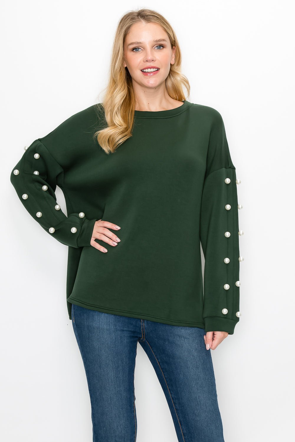 Katri French Scuba Pearl Top - JOH APPAREL - Banebrook Collections