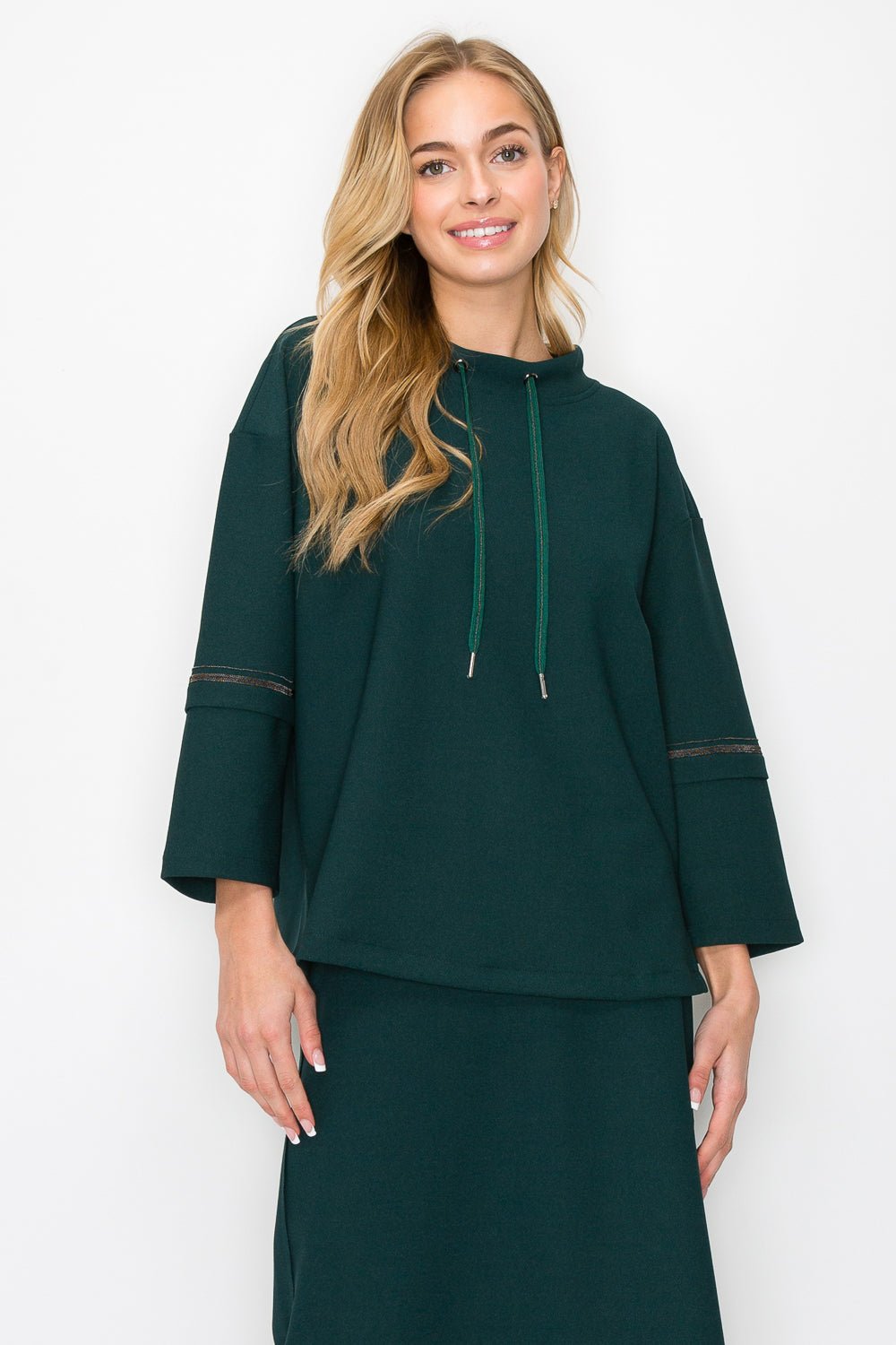 Kayla Crepe Knit Top with Beading Trim - JOH APPAREL - Banebrook Collections