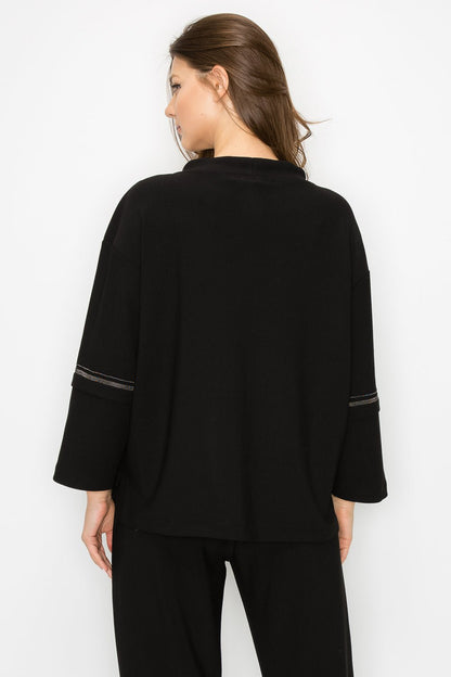 Kayla Crepe Knit Top with Beading Trim - JOH APPAREL - Banebrook Collections