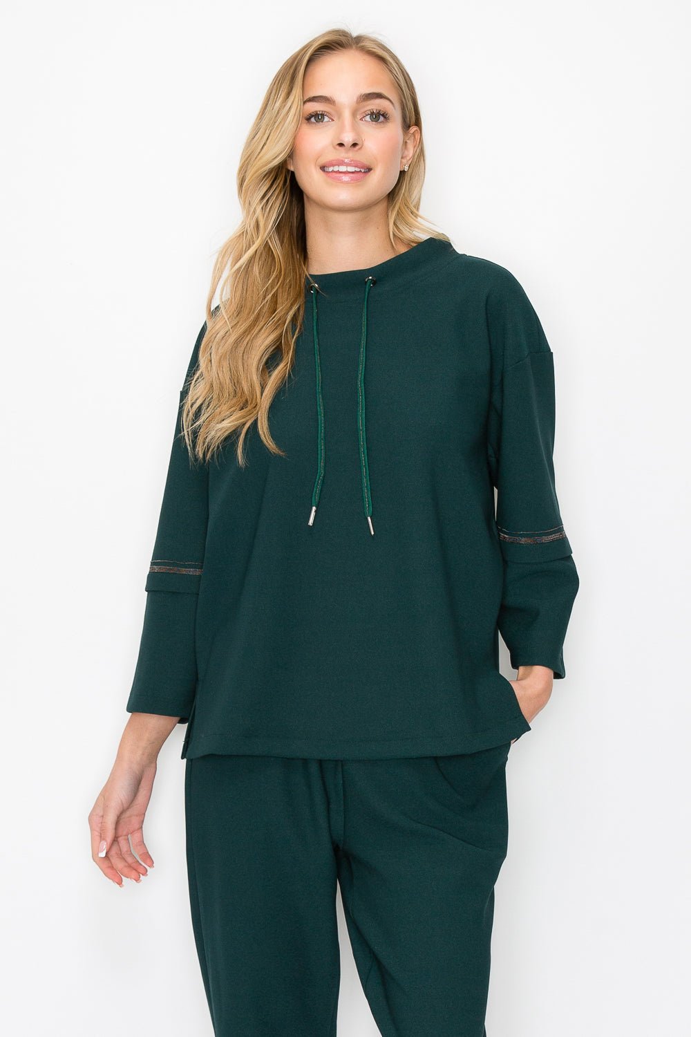 Kayla Crepe Knit Top with Beading Trim - JOH APPAREL - Banebrook Collections