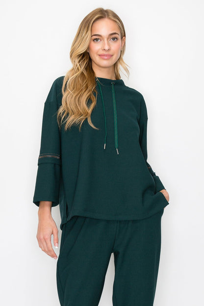 Kayla Crepe Knit Top with Beading Trim - JOH APPAREL - Banebrook Collections