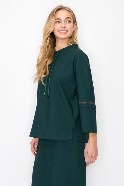 Kayla Crepe Knit Top with Beading Trim - JOH APPAREL - Banebrook Collections