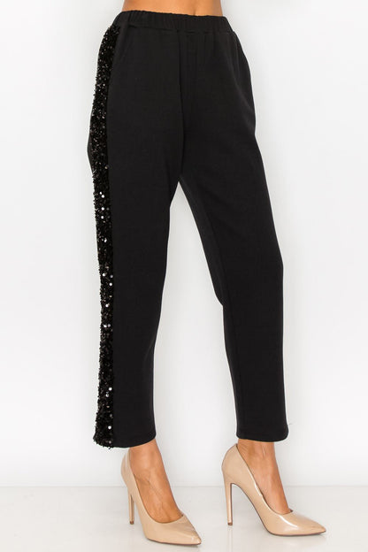 Kenna Knit Pant with Sequin Sparkles - JOH APPAREL - Banebrook Collections