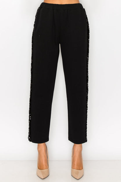 Kenna Knit Pant with Sequin Sparkles - JOH APPAREL - Banebrook Collections