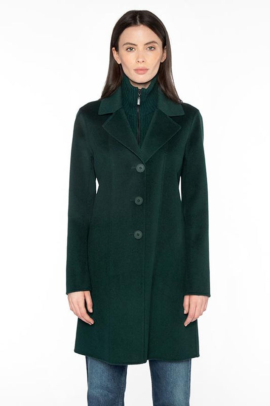 Knit Insert Notch Collar Coat - KINROSS CASHMERE - Banebrook Collections