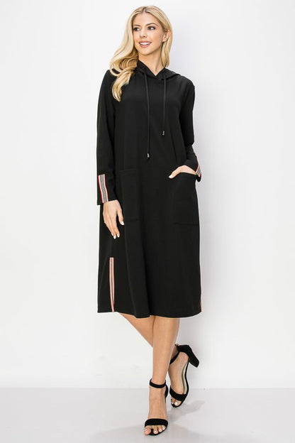 Kylia Crepe Knit Dress With Hoodie - JOH APPAREL - Banebrook Collections