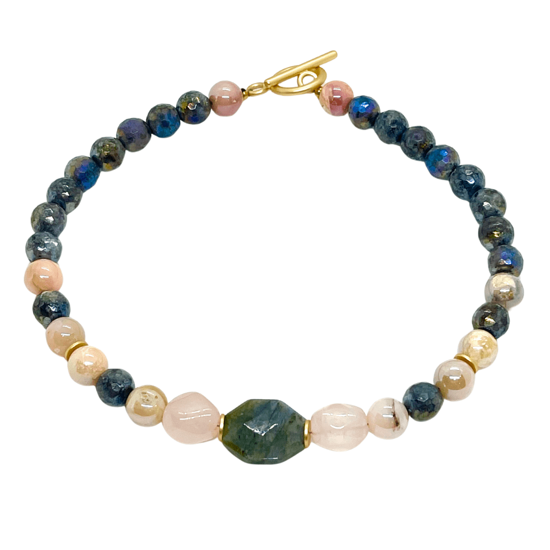 Labradorite, Natural Opal And Rose Quartz Necklace - DEBORAH GRIVAS - Banebrook Collections