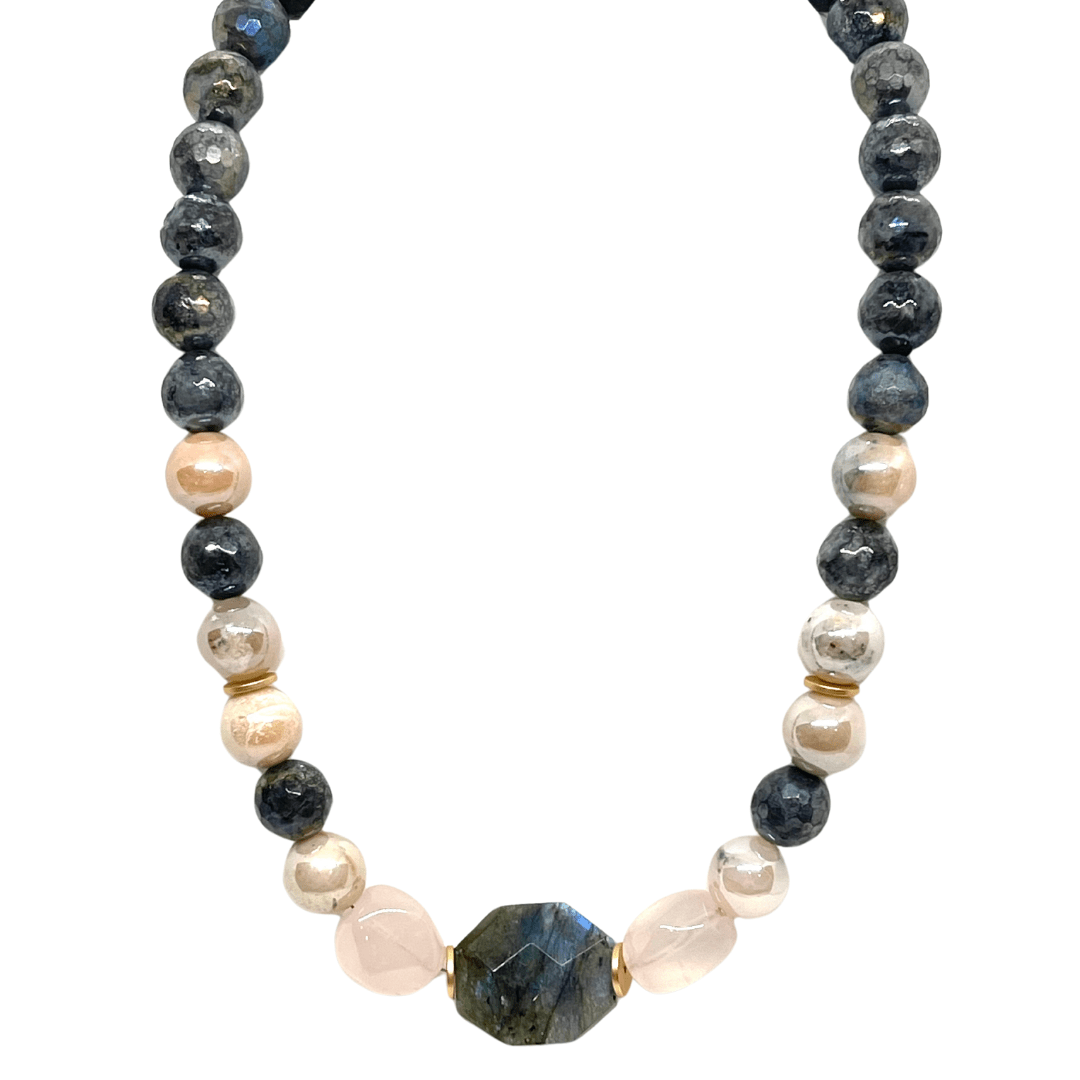 Labradorite, Natural Opal And Rose Quartz Necklace - DEBORAH GRIVAS - Banebrook Collections