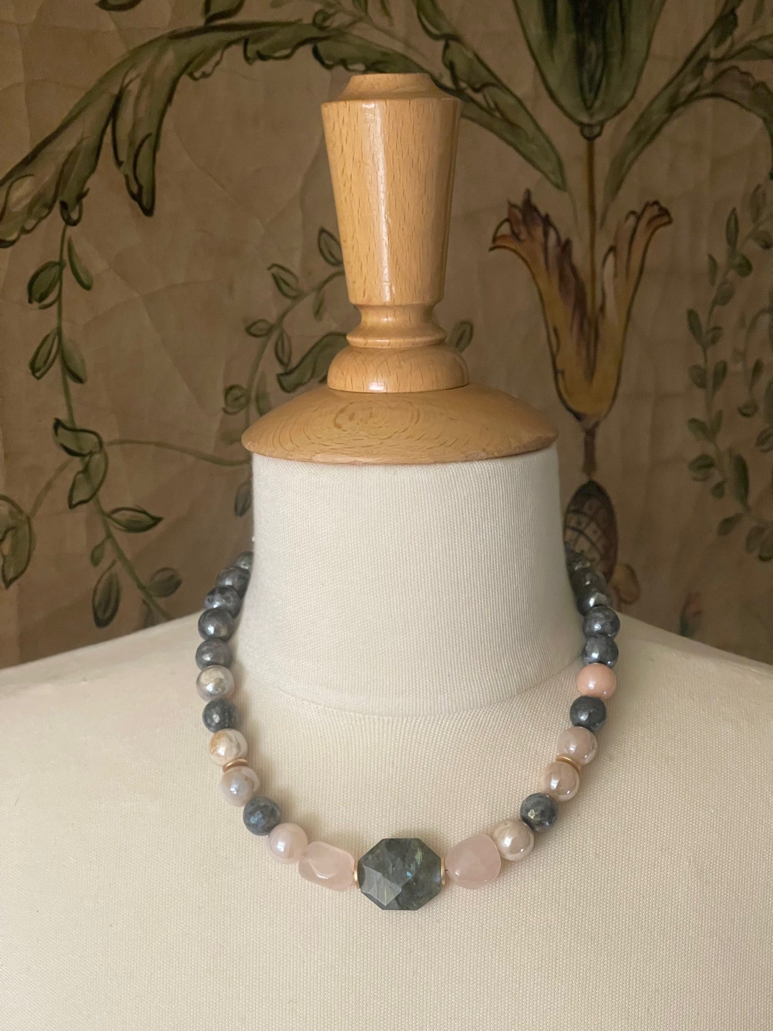 Labradorite, Natural Opal And Rose Quartz Necklace - DEBORAH GRIVAS - Banebrook Collections