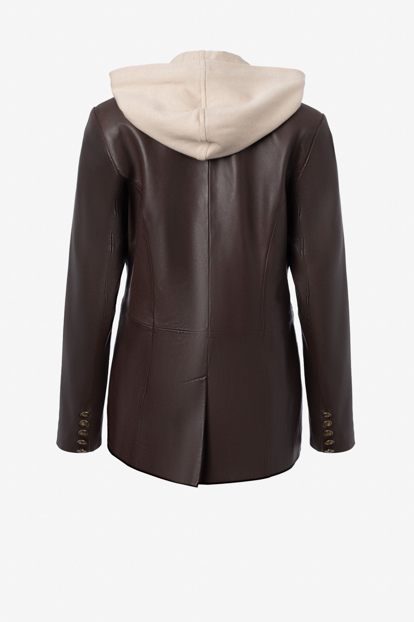 Leather Single Button Jacket With Hoodie - IRIS SETLAKWE - Banebrook Collections