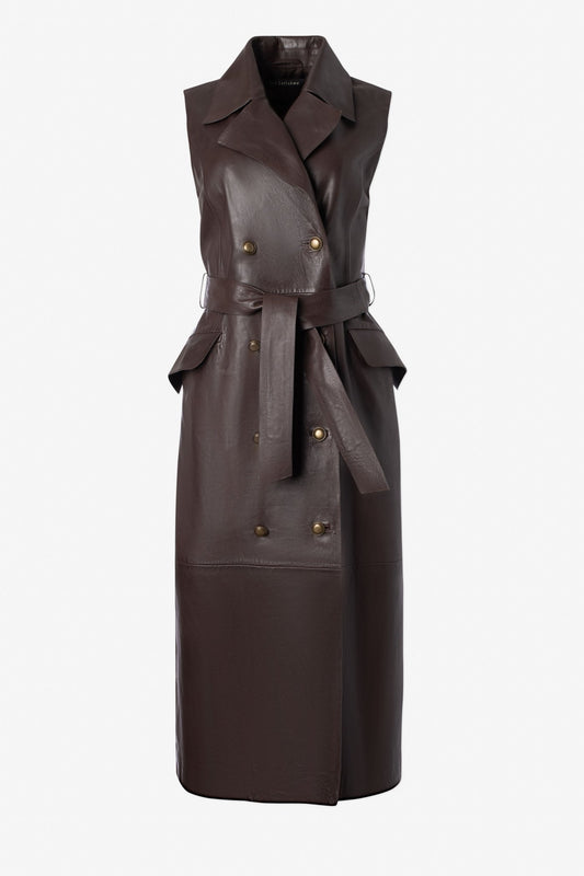 Leather Sleeveless Dress With Belt - IRIS SETLAKWE - Banebrook Collections