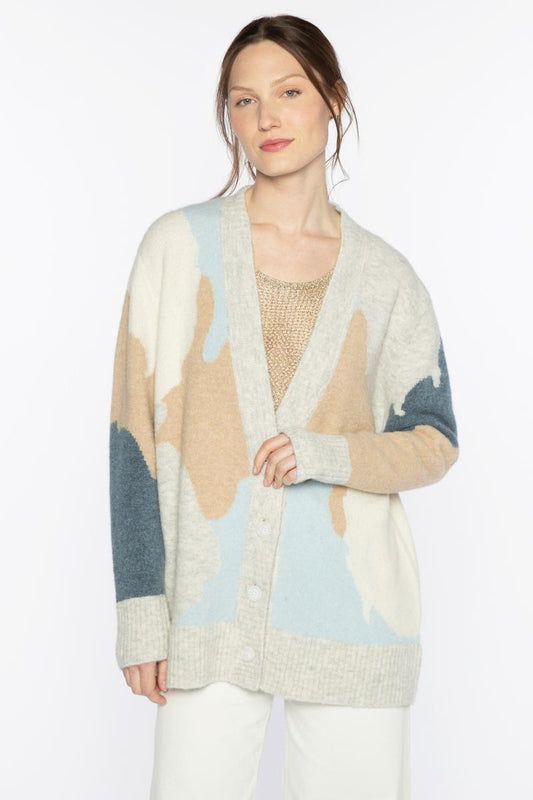 Lofty Intarsia Cardigan - KINROSS CASHMERE - Banebrook Collections