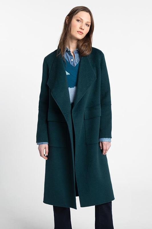 Long Drape Front Coat - KINROSS CASHMERE - Banebrook Collections