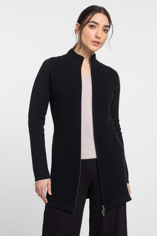 Long Zip Mock Cardigan - KINROSS CASHMERE - Banebrook Collections