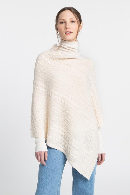 Luxe Cable Poncho - KINROSS CASHMERE - Banebrook Collections