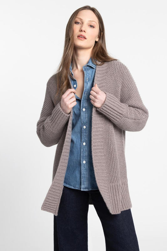 Luxe Garter Stitch Cardigan - KINROSS CASHMERE - Banebrook Collections