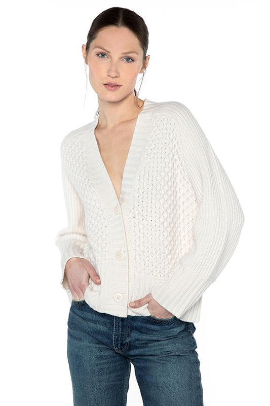 Luxe Mixed Stitch Cardigan - KINROSS CASHMERE - Banebrook Collections