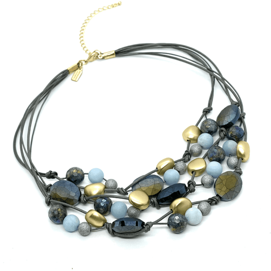 Matte Gray Crystal And Matte Aquamarine Torsade - DEBORAH GRIVAS - Banebrook Collections