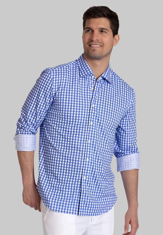 Mauro Long Sleeve Check Tech Shirt - BUKI - Banebrook Collections