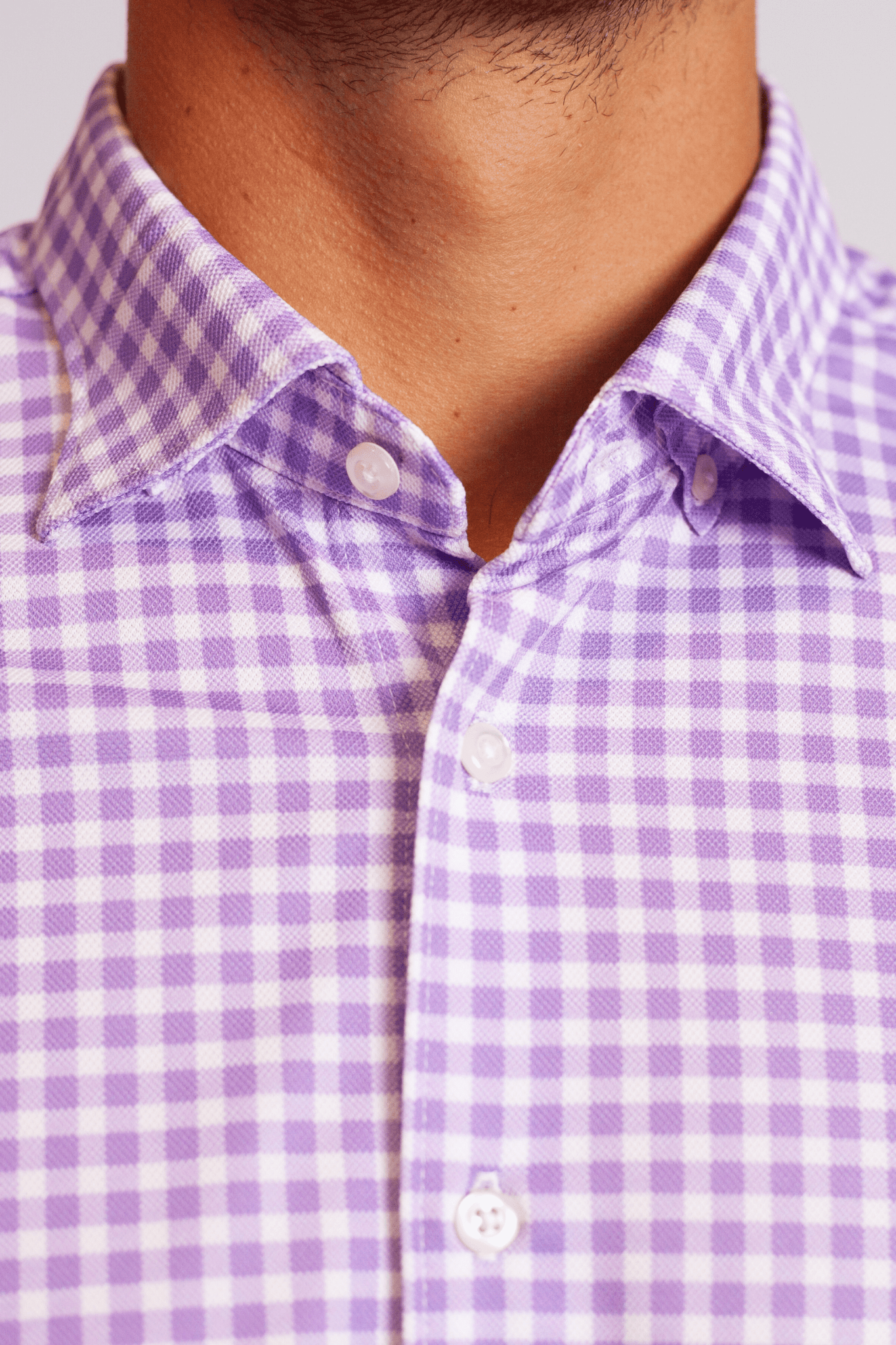 Mauro Long Sleeve Check Tech Shirt - Lavender - BUKI - Banebrook Collections