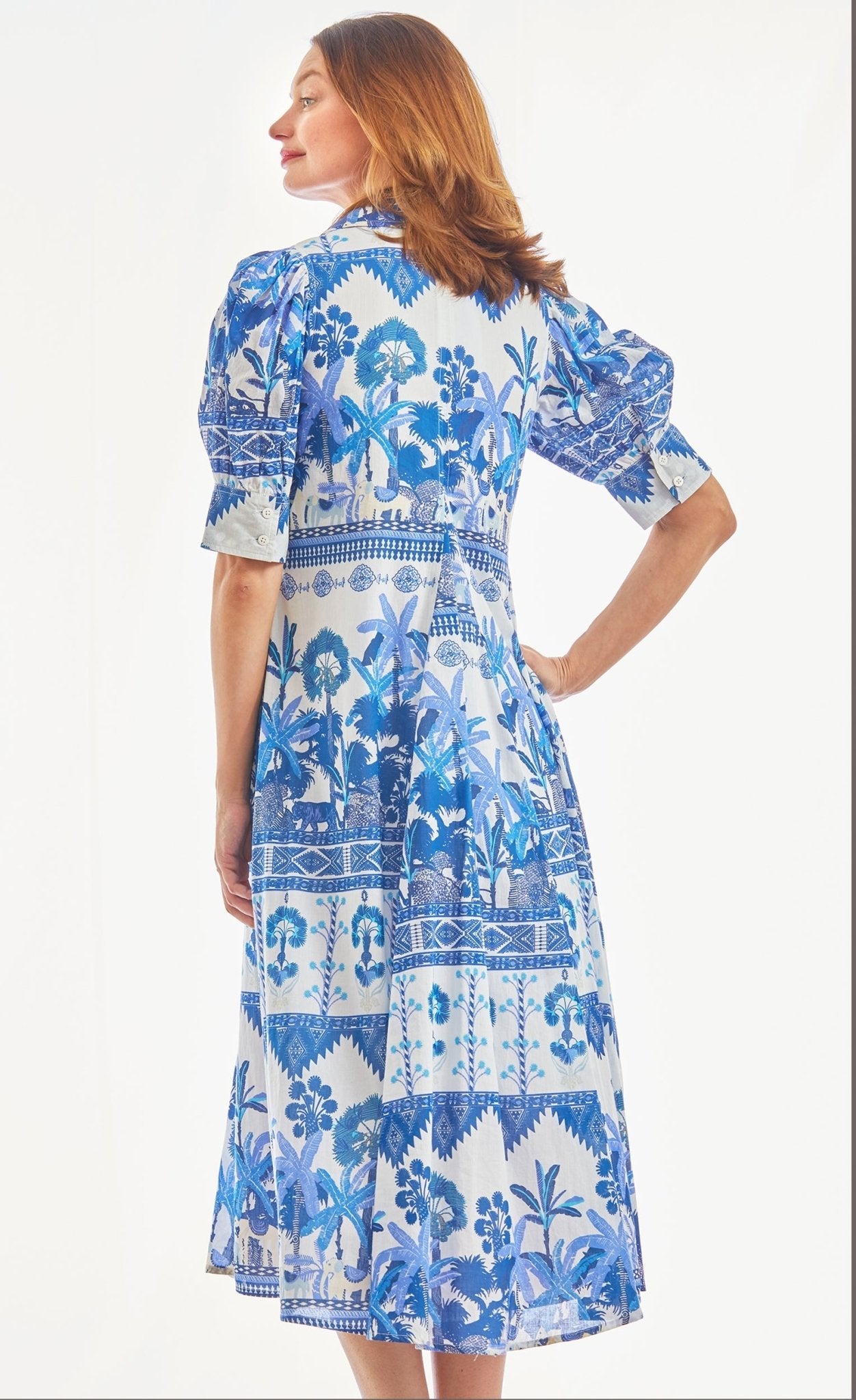 Montauk Dress Ikat Print Blues - DIZZY LIZZIE - Banebrook Collections