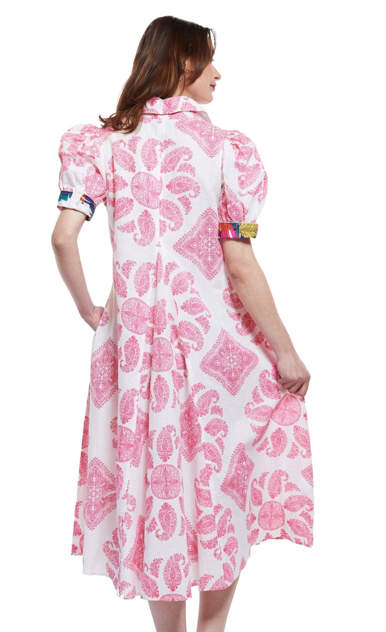 Montauk Dress In Pink And White Paisley - DIZZY LIZZIE - Banebrook Collections