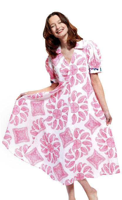 Montauk Dress In Pink And White Paisley - DIZZY LIZZIE - Banebrook Collections