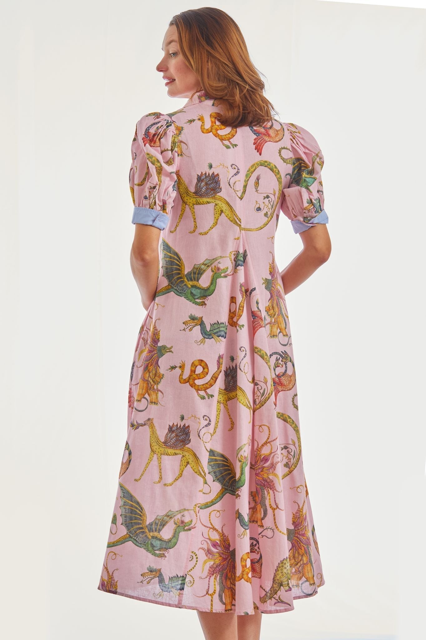 Montauk Dress Mythical Creatures Pink Ground - DIZZY LIZZIE - Banebrook Collections