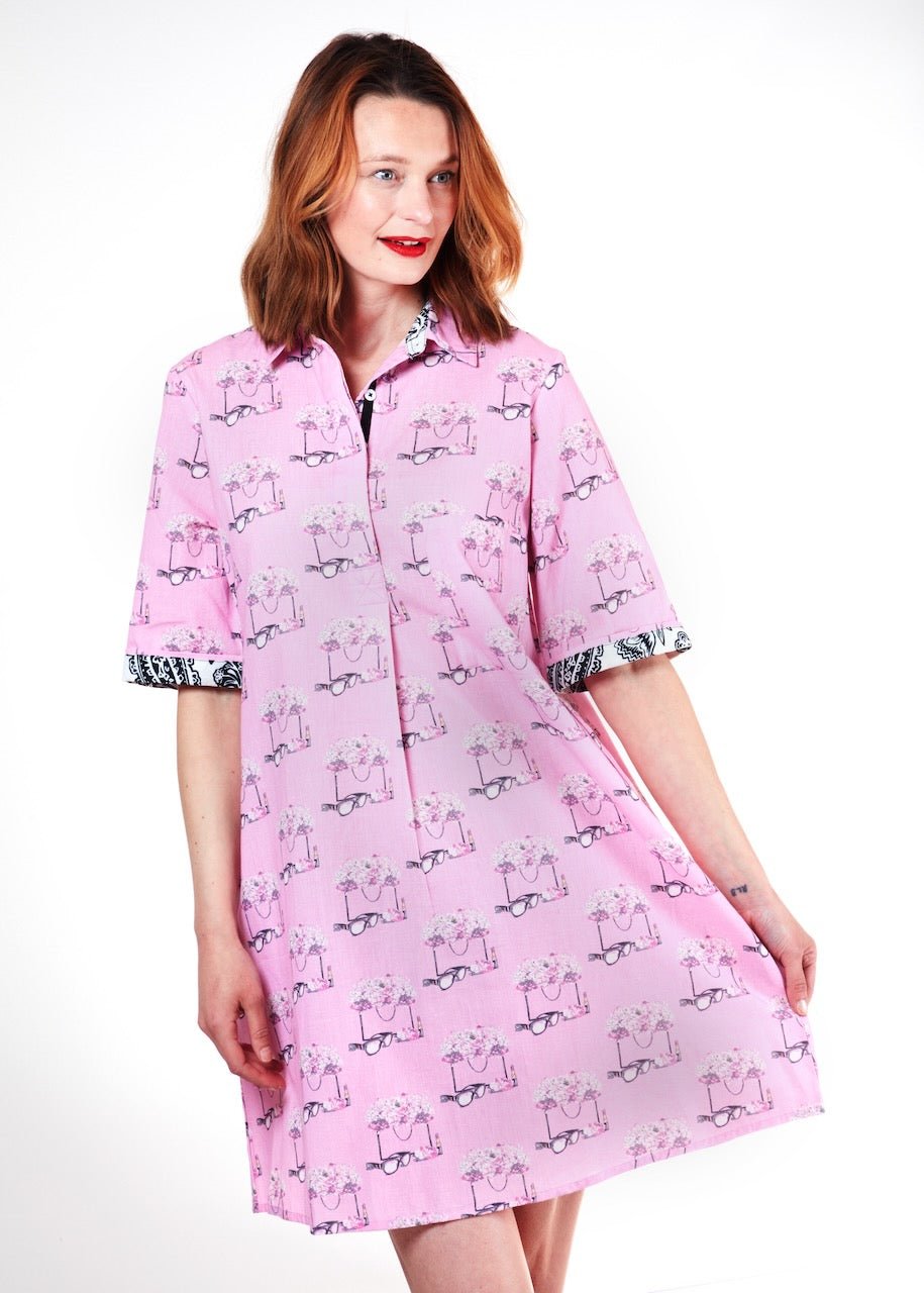 Monterey Dress Pink Essentials Print - DIZZY LIZZIE - Banebrook Collections