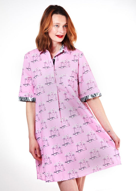 Monterey Dress Pink Essentials Print - DIZZY LIZZIE - Banebrook Collections