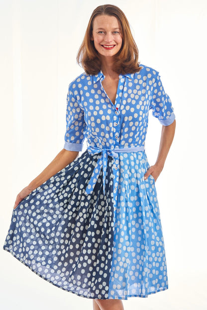 Mrs Maisel 3 Tone Polka Dots , Blues - DIZZY LIZZIE - Banebrook Collections