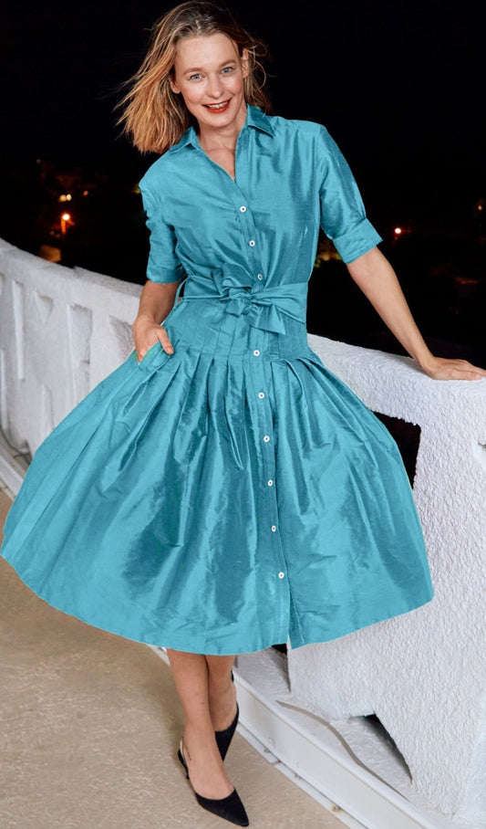 Mrs Maisel Turquoise Silk - DIZZY LIZZIE - Banebrook Collections