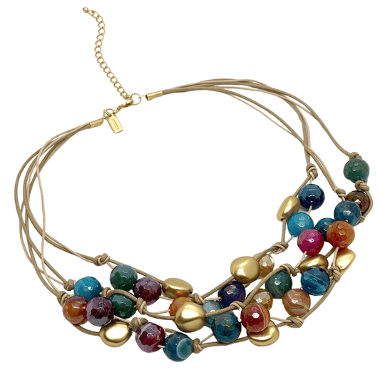 Multi Glazed Agate Torsade Necklace - DEBORAH GRIVAS - Banebrook Collections