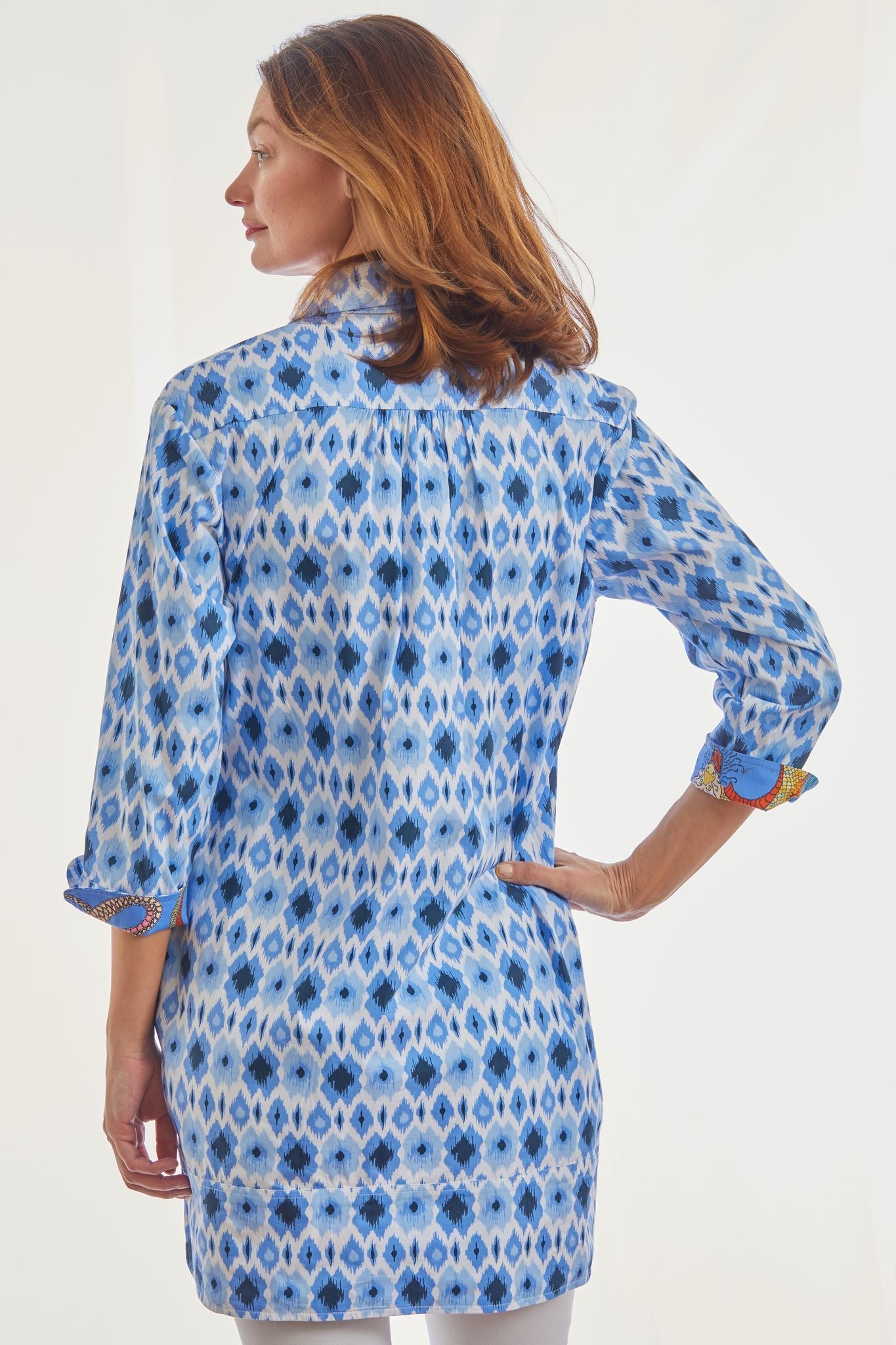 Vail Tunic Blue Ikat Print