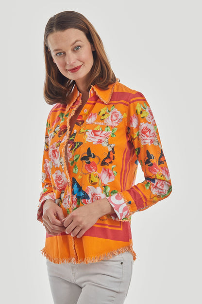 Cape Cod Tunic Orange With Butterflies