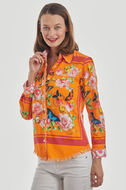 Cape Cod Tunic Orange With Butterflies