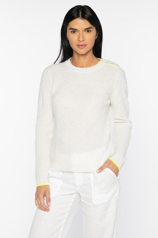 Piped Shoulder Button Crew - KINROSS CASHMERE - Banebrook Collections