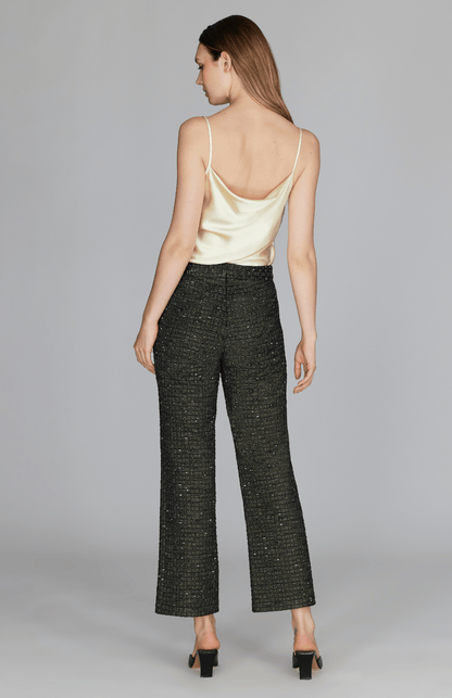 PREORDER Metallic Tweed Straight Leg Pant w/ Back Zip - Mi Jong Lee - Banebrook Collections