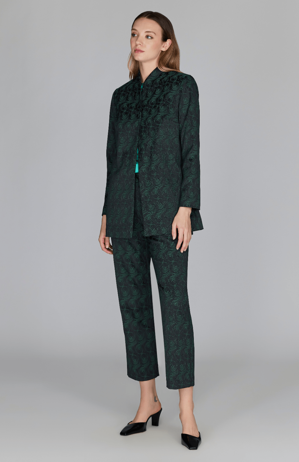 Preorder Swirl Jacquard Straight Leg Pant W/ Back Zip - Mi Jong Lee - Banebrook Collections