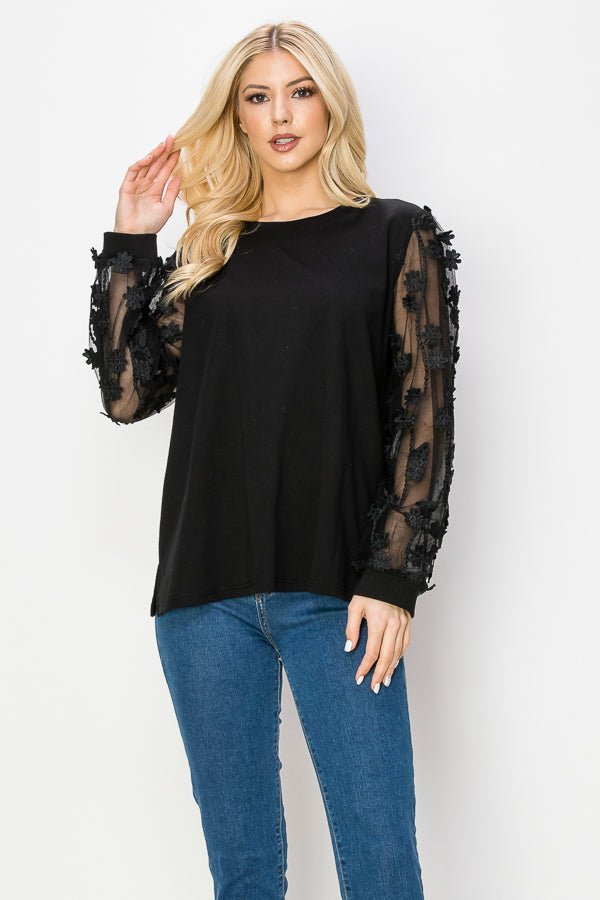 Rainah Pointe Knit Lace Top - JOH APPAREL - Banebrook Collections