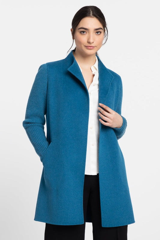 Rib Sleeve Coat - KINROSS CASHMERE - Banebrook Collections