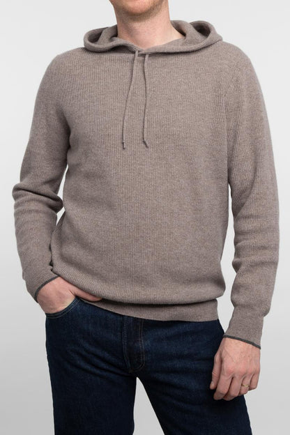 Rib Tipped Pullover Hoodie - KINROSS CASHMERE - Banebrook Collections