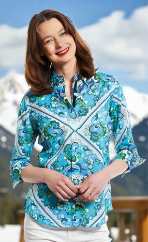 Rome Shirt 3/4 Sleeves 70'S Print Shirt - DIZZY LIZZIE - Banebrook Collections