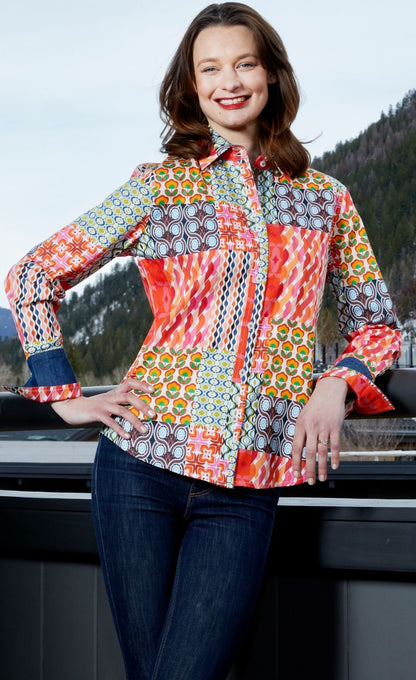 Rome Shirt Multi Patchwork Print - DIZZY LIZZIE - Banebrook Collections