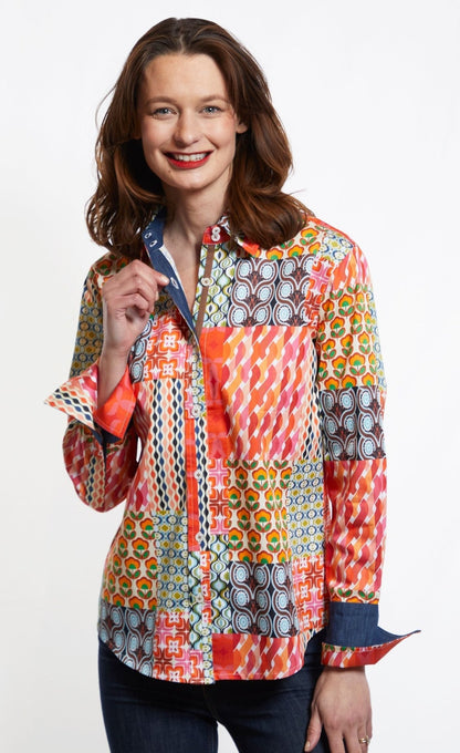 Rome Shirt Multi Patchwork Print - DIZZY LIZZIE - Banebrook Collections