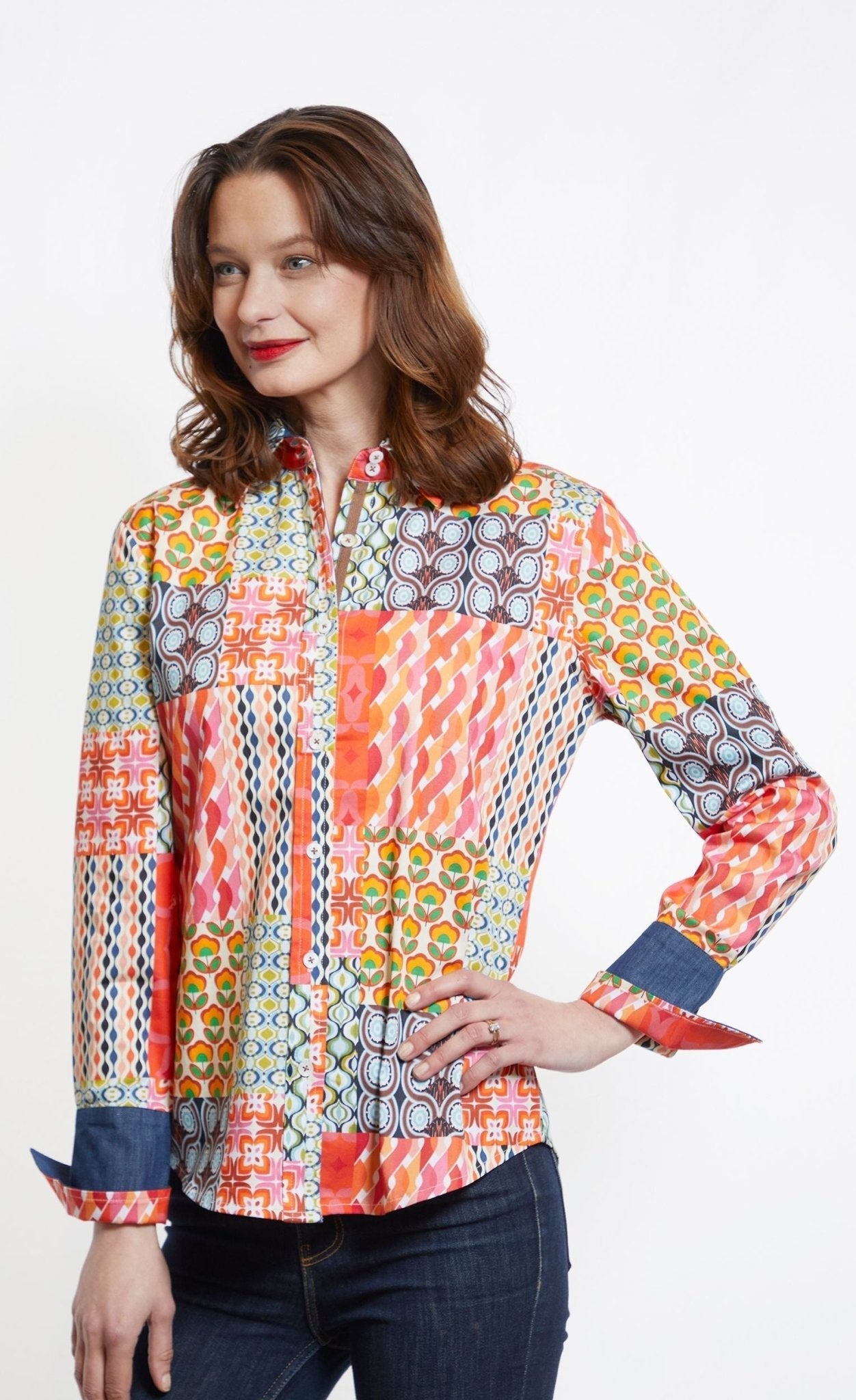 Rome Shirt Multi Patchwork Print - DIZZY LIZZIE - Banebrook Collections