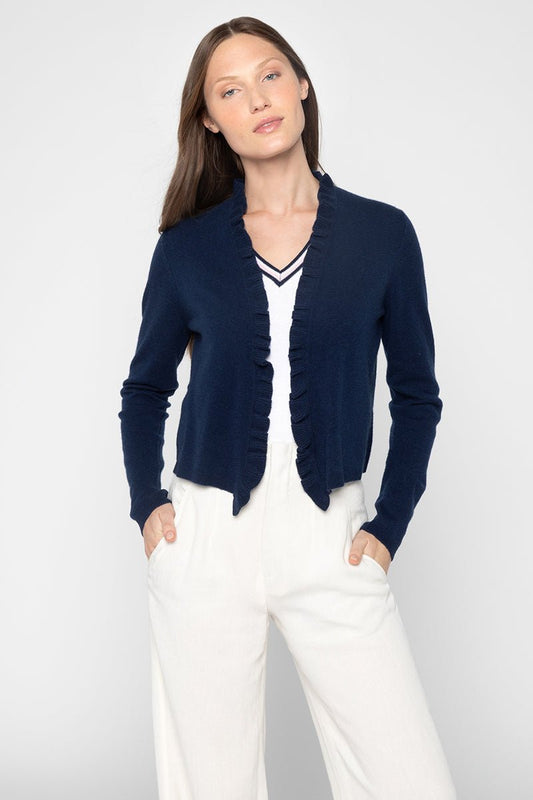 Ruffle Trim Cardigan - KINROSS CASHMERE - Banebrook Collections